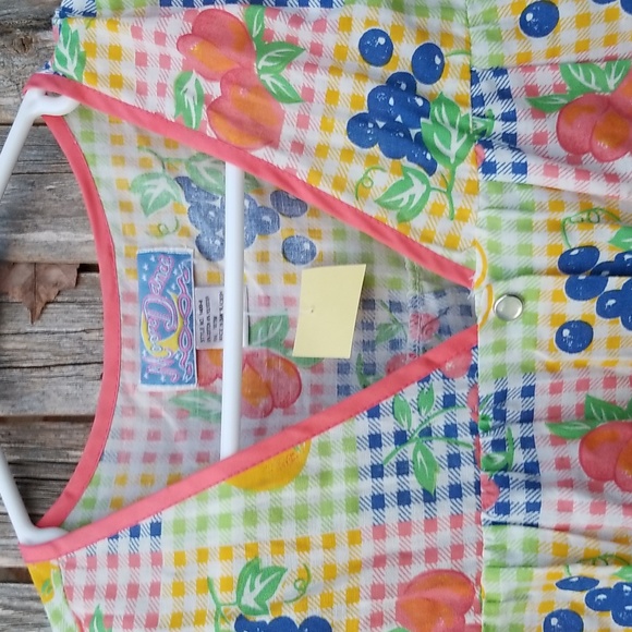 Adorable Vintage Berries Gingham Print Apron Snap Smock M - Picture 5 of 10